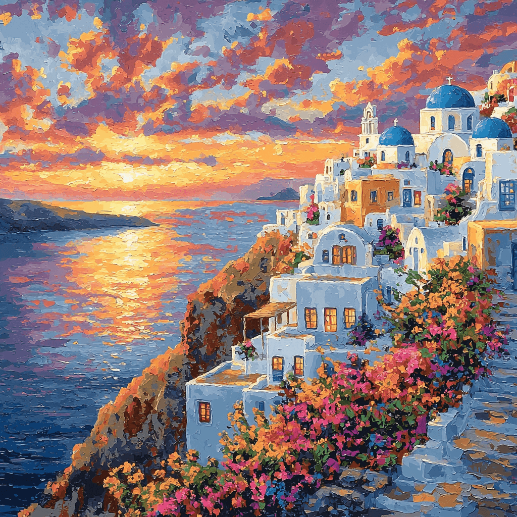 Santorini's Oia Paint By Color