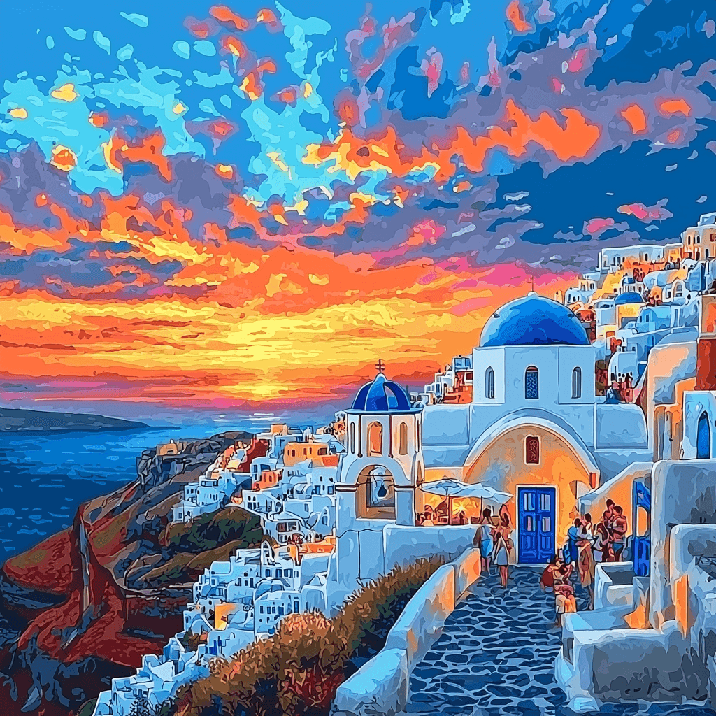 Oia, Santorini Paint By Color