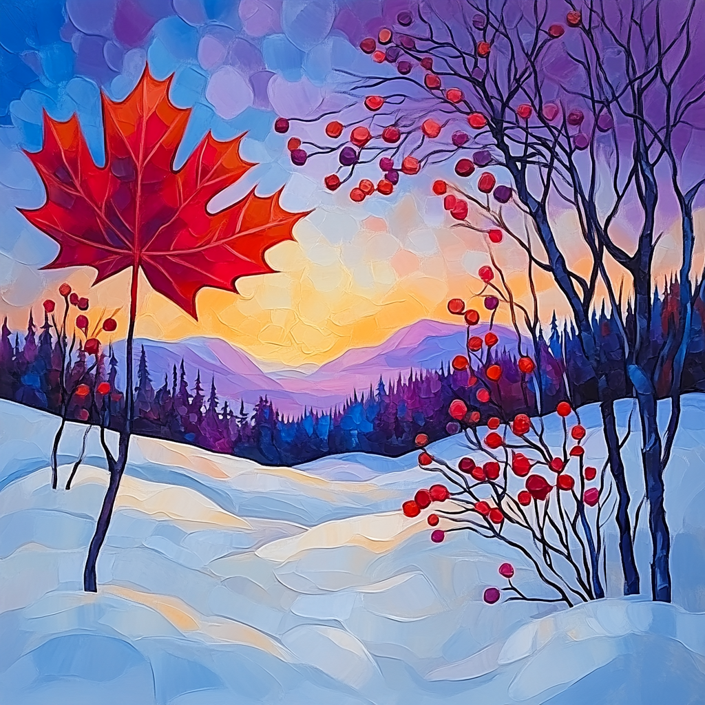 A.Y. Jackson Inspired Winter Maple Silhouette Paint by numbers art