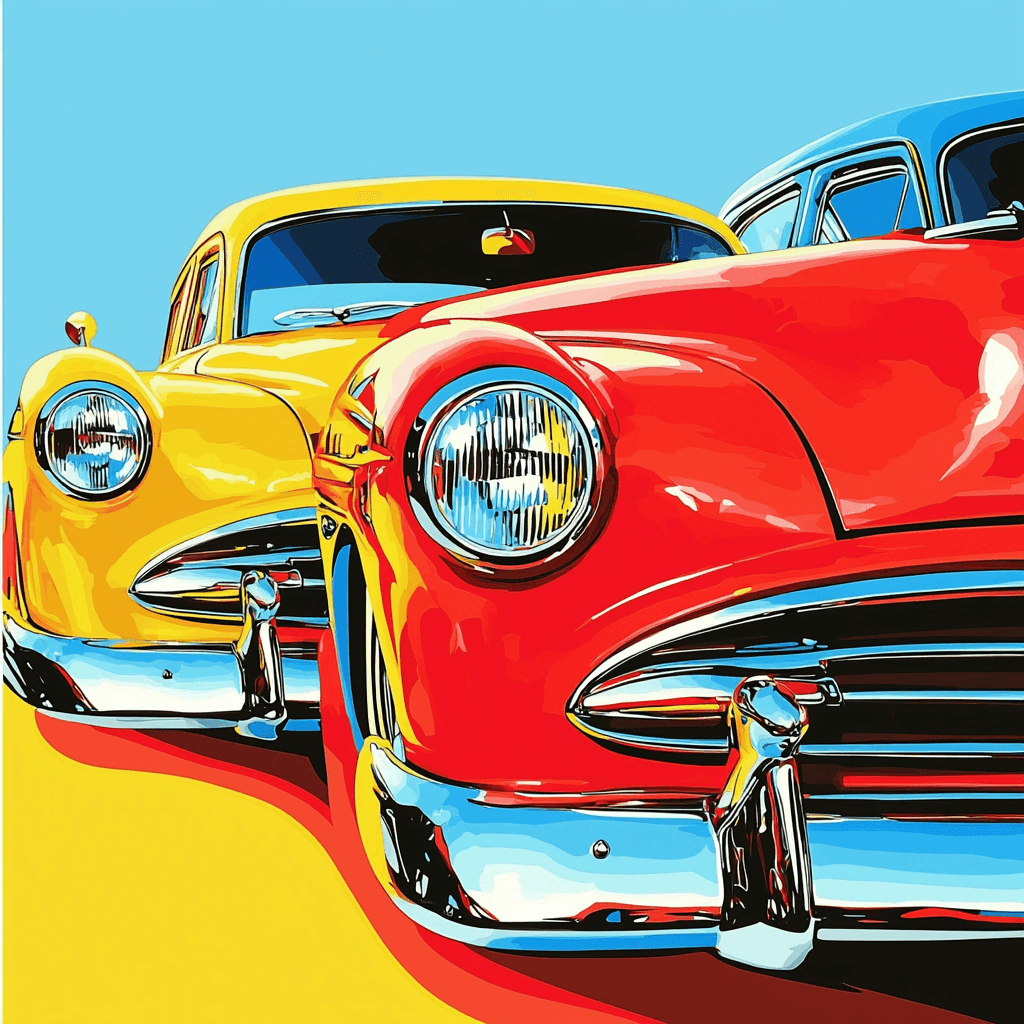 Roy Lichtenstein Inspired Classic Vintage Cars Paint By Numbers Kits