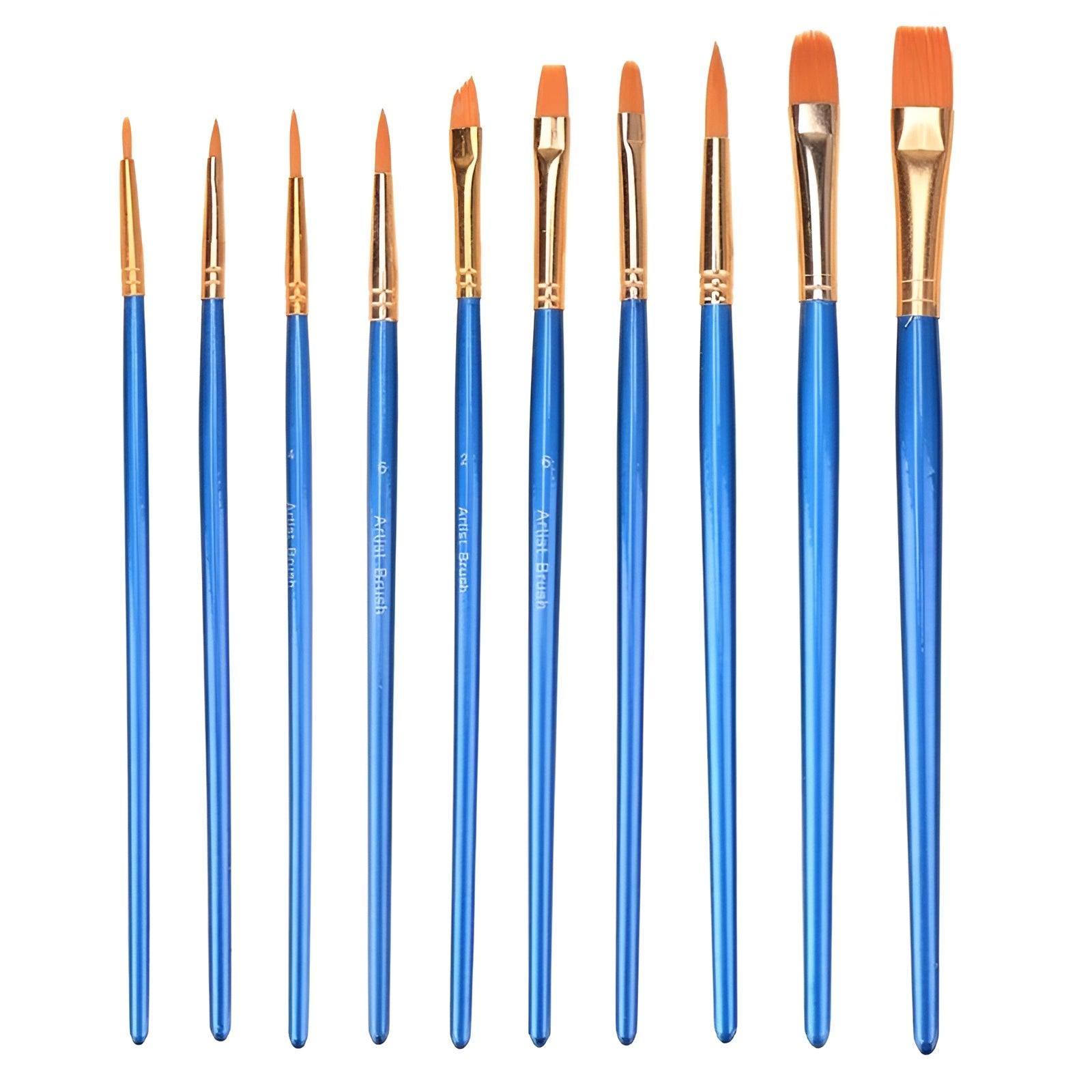 10 Pcs Acrylic Paint By Numbers Brush Set With Nylon Hair - Artistry Rack