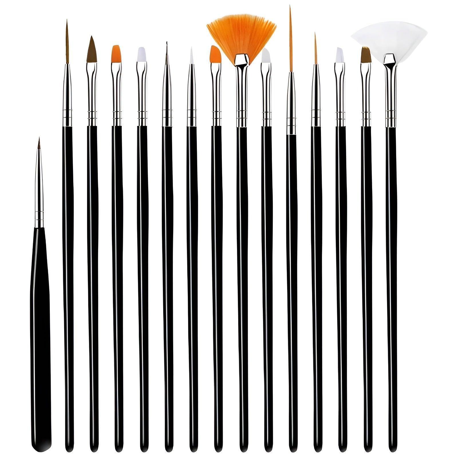 15 Piece Professional Nail Art Painting And Drawing Brush Set - Artistry Rack