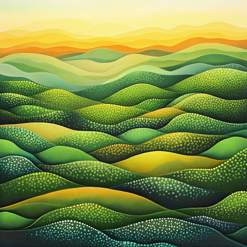 Georges Seurat Inspired Verdant Topography paint by numbers