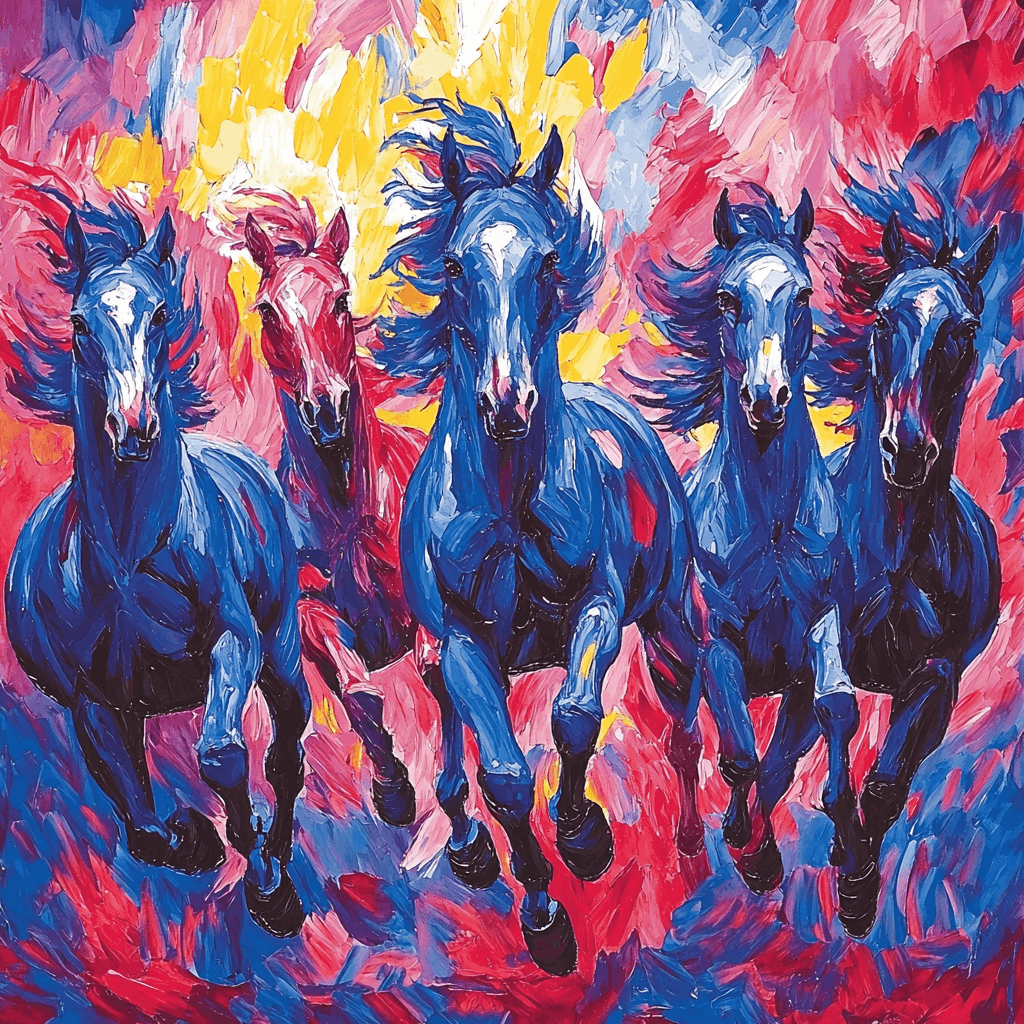 Franz Marc Inspired Wild Stallions Paint By Color