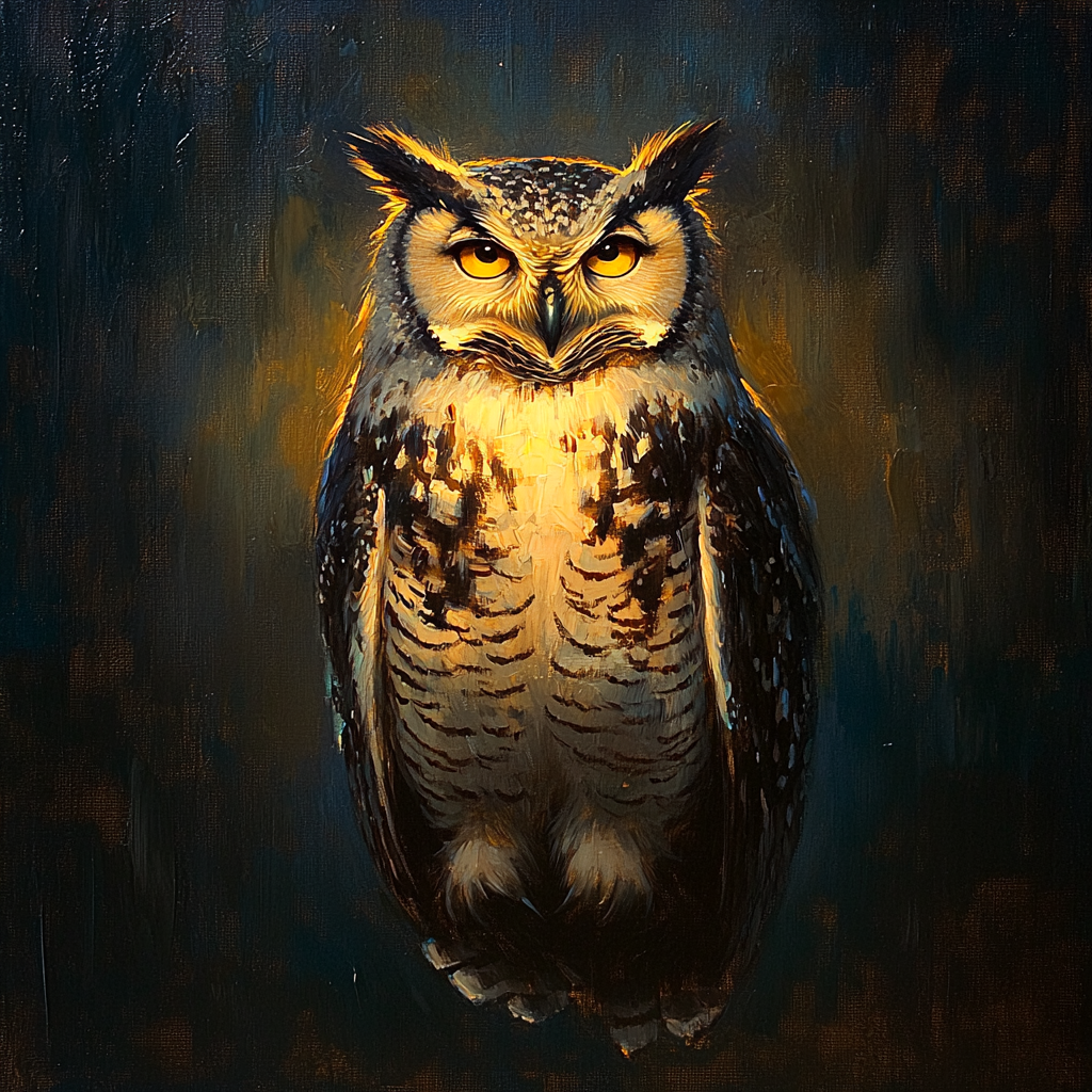 Caravaggio Inspired Nocturnal Owl painting number kit