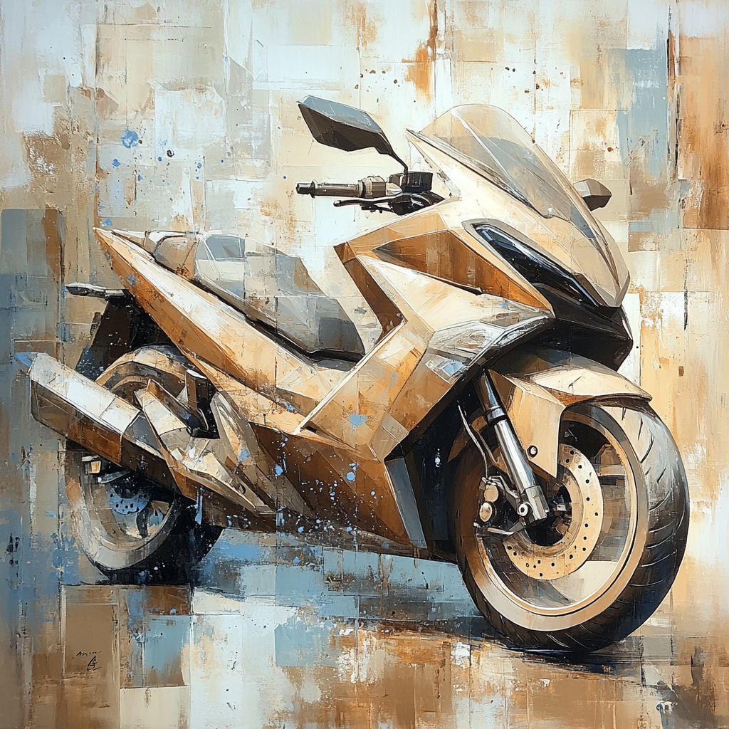 Picasso Inspired Motorcycle Cubism paint by number