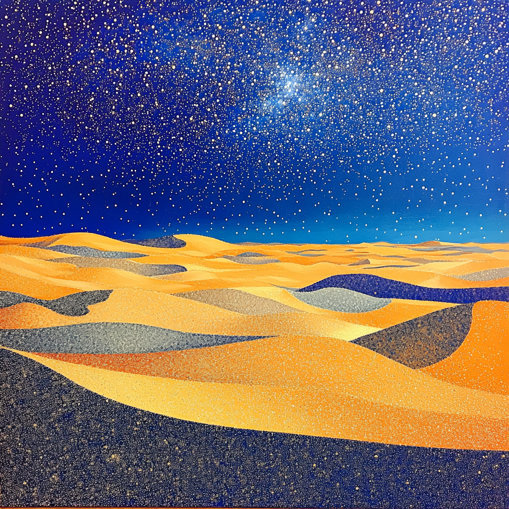 Georges Seurat Inspired Starlit Desert paint by number