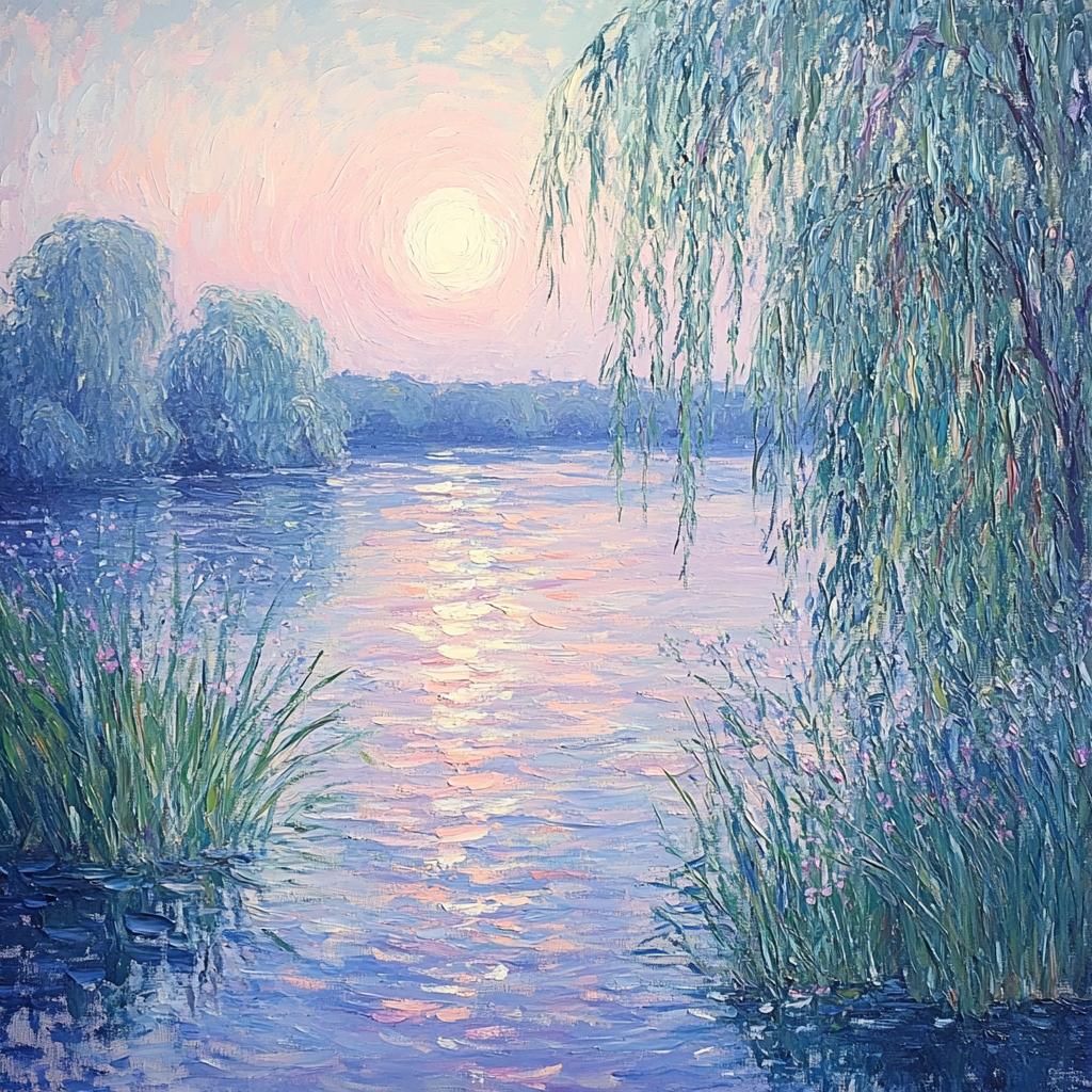 Monet Inspired Serenity At Sunset Number painting