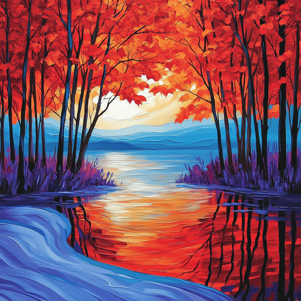 A.Y. Jackson Inspired Maple Screen At Dawn DIY paint by numbers