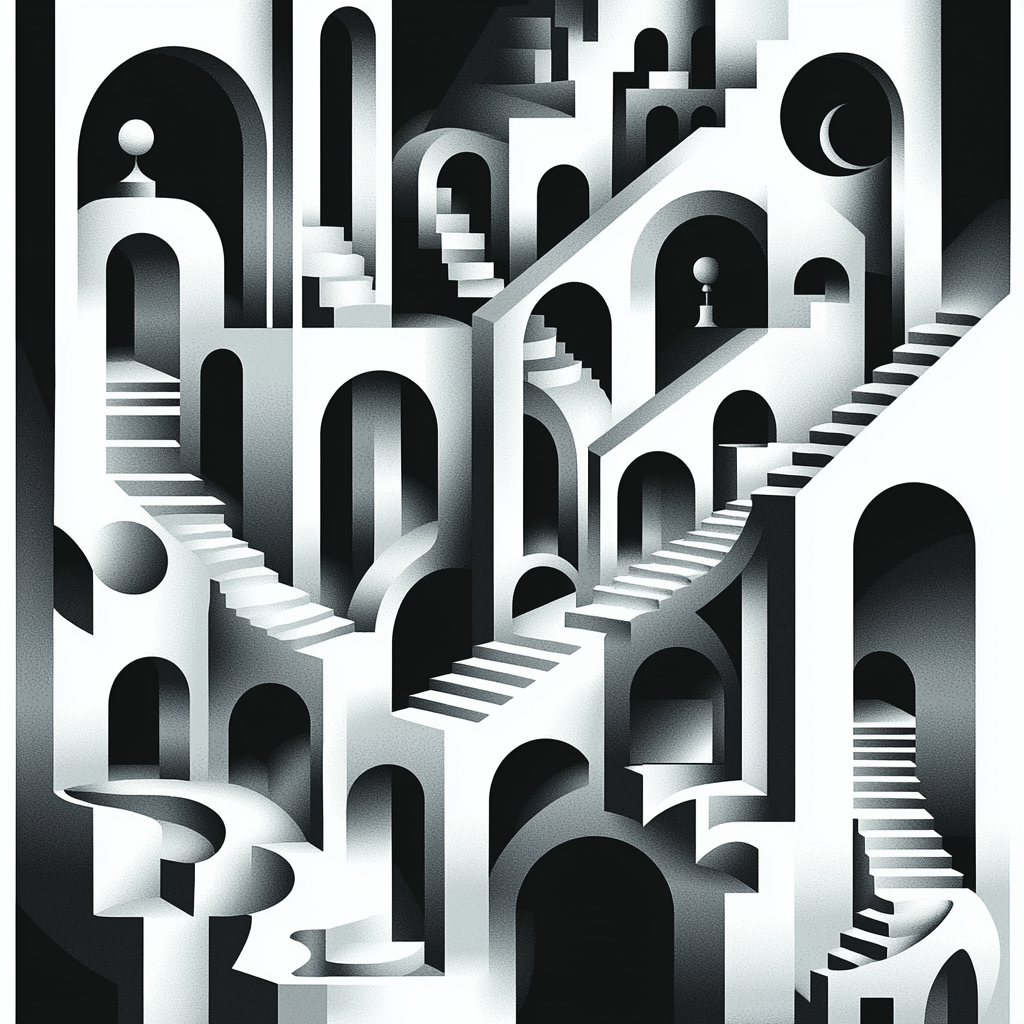 M.C. Escher Inspired Enchanted Conundrums Paint By Color
