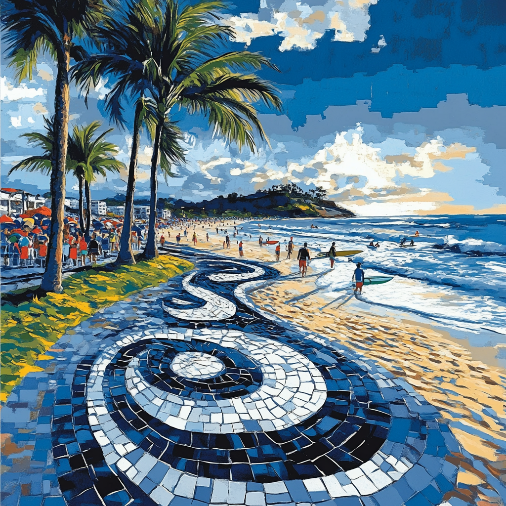 Ipanema Beach Mosaic Walk Rio De Janeiro Brazil paint by color