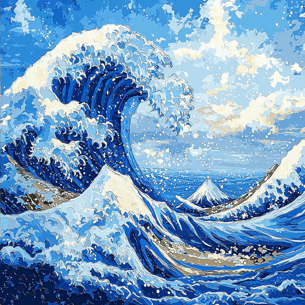 Katsushika Hokusai Inspired Japanese Wave Celebration Paint By Numbers Kits