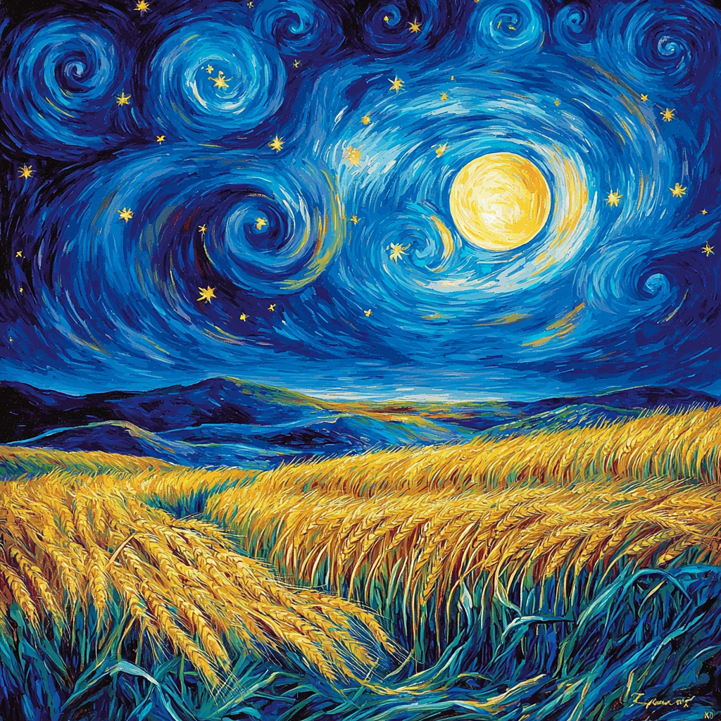 Vincent Van Gogh Inspired Starry Sky Over Wheat Fields Numbered Painting Kits