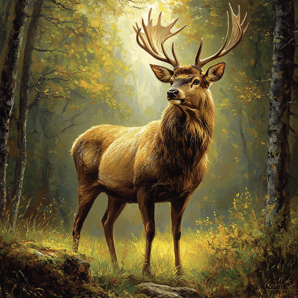 Edwin Landseer Inspired Noble Stag In Forest paint by color