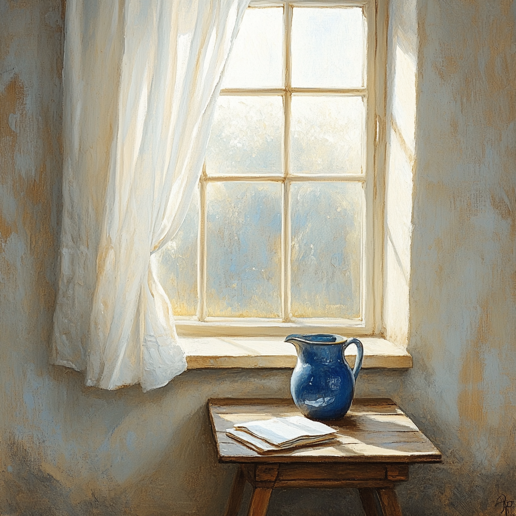 Johannes Vermeer Inspired Luminous Delft Window Nook Number painting