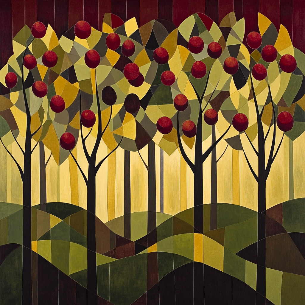 Pablo Picasso Inspired Geometric Orchard Abstraction paint by numbers