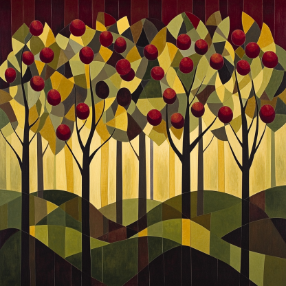 Pablo Picasso Inspired Geometric Orchard Abstraction paint by numbers