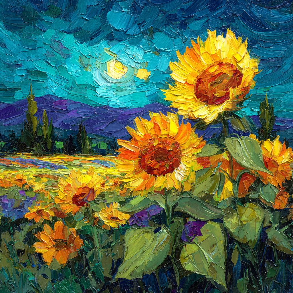 Vincent Van Gogh Inspired Blooming Sunflower Garden painting number kit