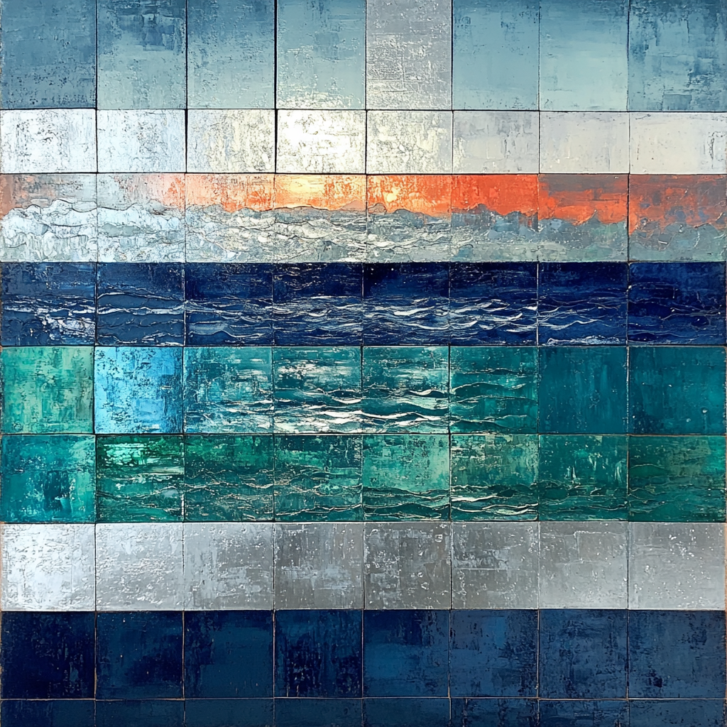 Jean-Paul Riopelle Inspired Reflective River In Impasto Blocks DIY paint by numbers