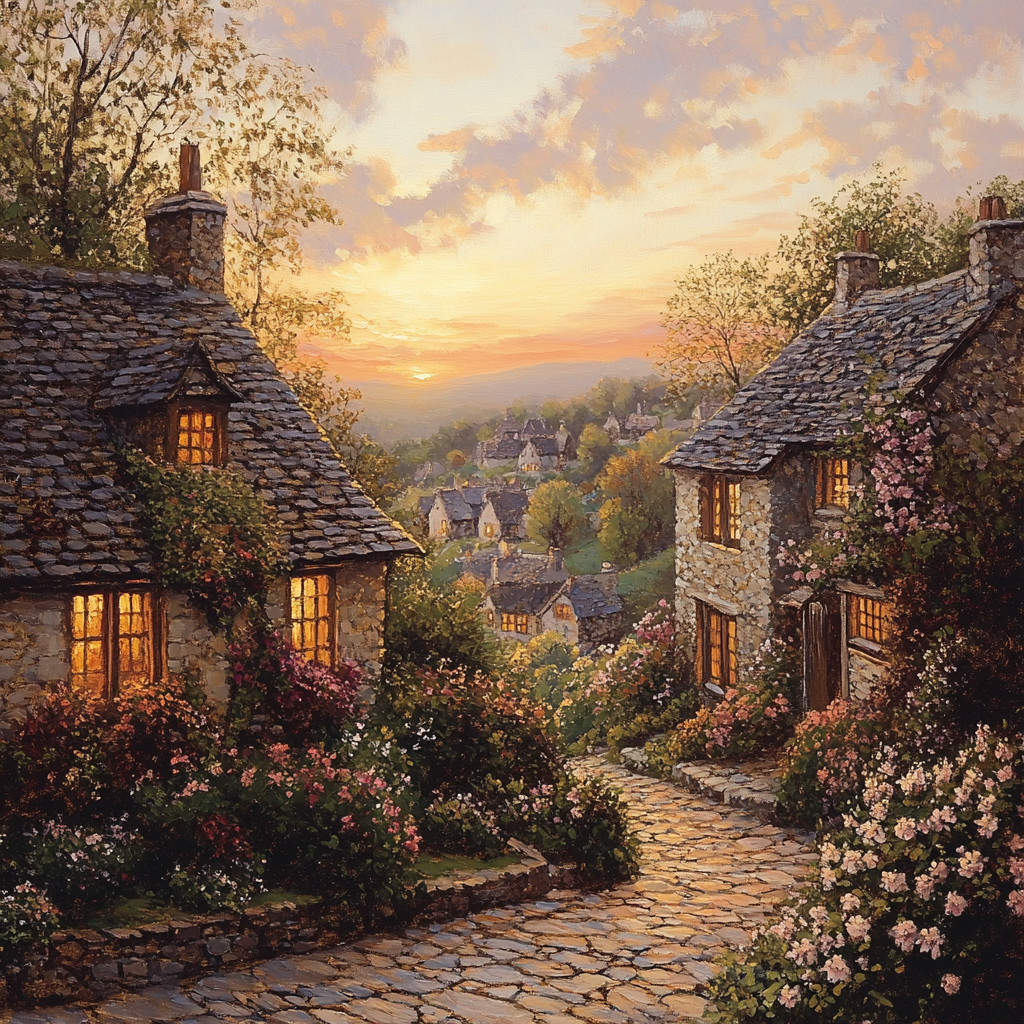 William Holman Hunt Inspired Sunrise Over Village Paint by numbers kits