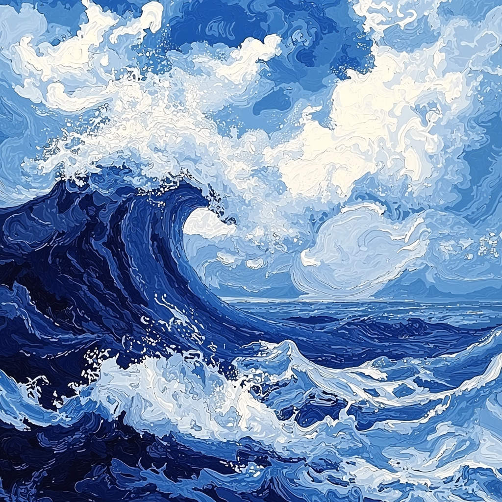 Katsushika Hokusai Inspired Ethereal Seascape Numbered Painting Kits