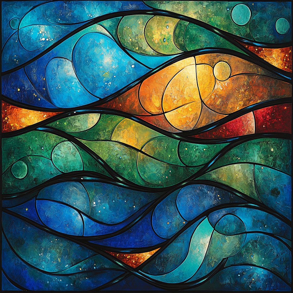 Norval Morrisseau Inspired Echoes Of The Elemental Tides paint by number