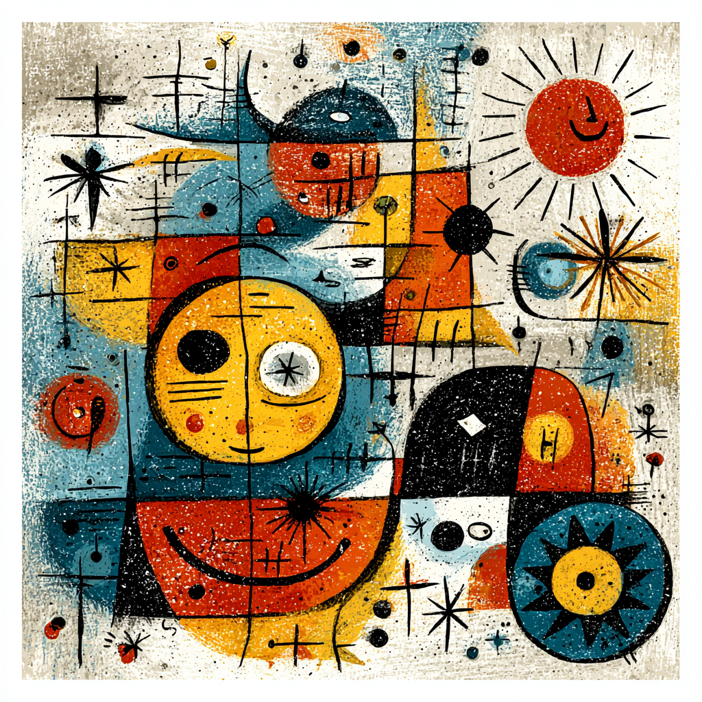 Joan Miró Inspired Cosmic Dance paint by color