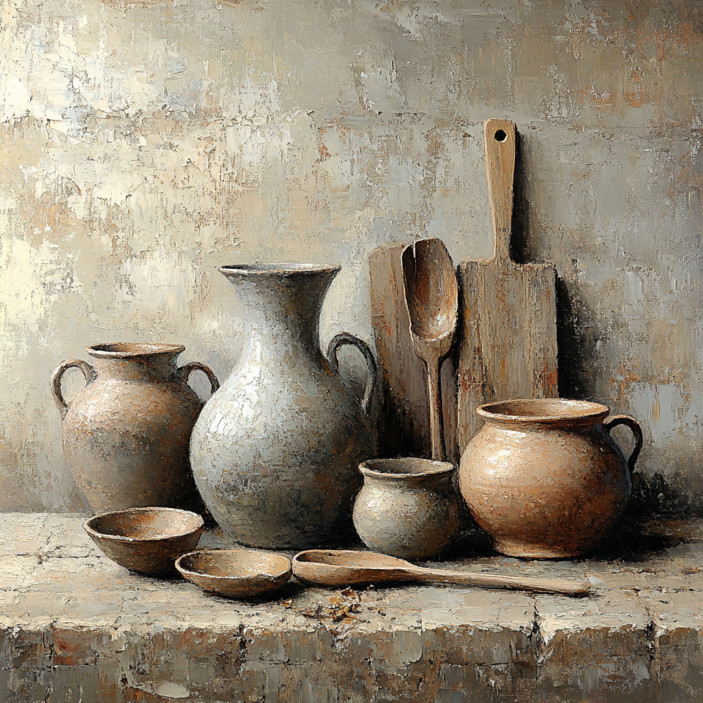 Diego Velazquez Inspired Earthenware Vessels With Kitchen Implements Painting by numbers kit