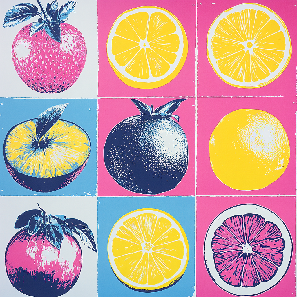 Andy Warhol Inspired Fruit Triptych paint by number