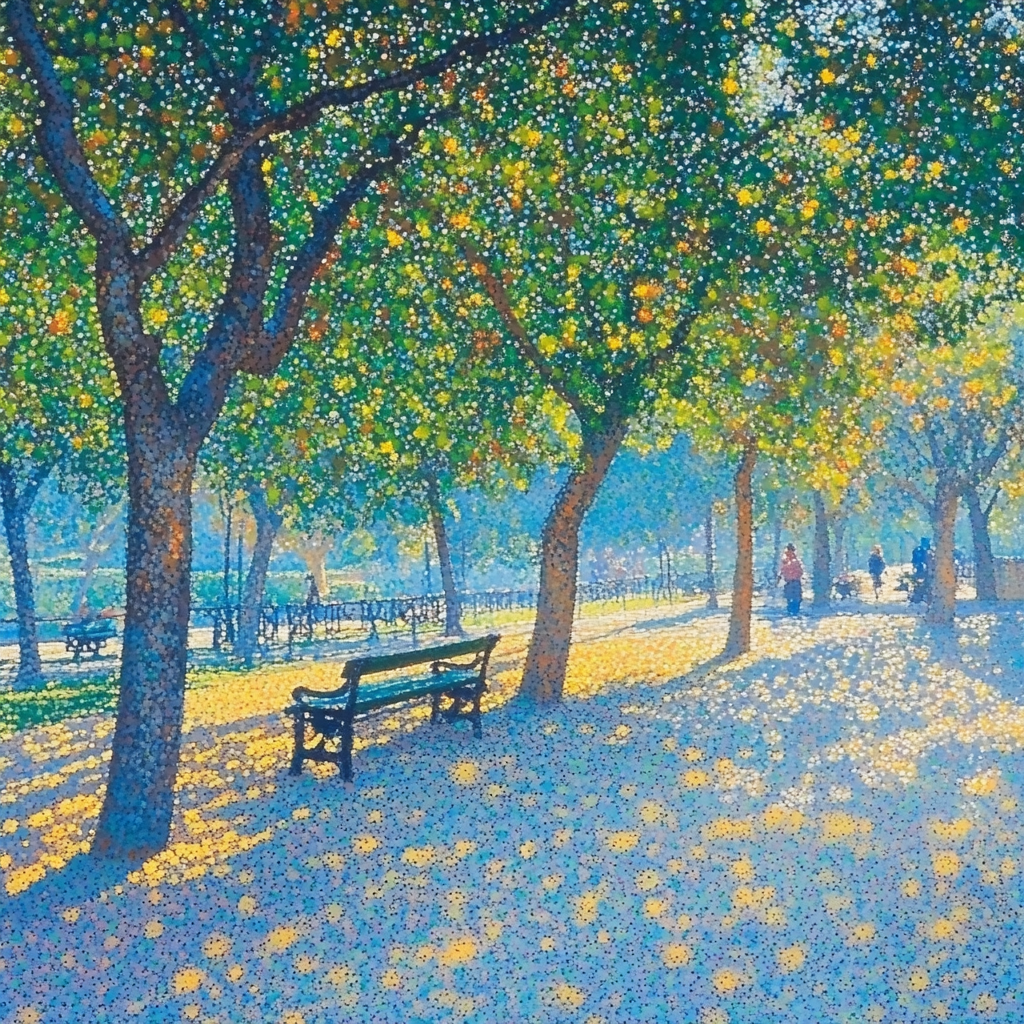 Georges Seurat Inspired Park On A Sunday paint by color