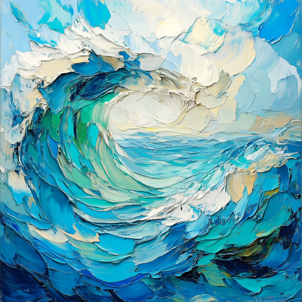 Jean-Paul Riopelle Inspired Vibrant Ocean Tides paint by numbers