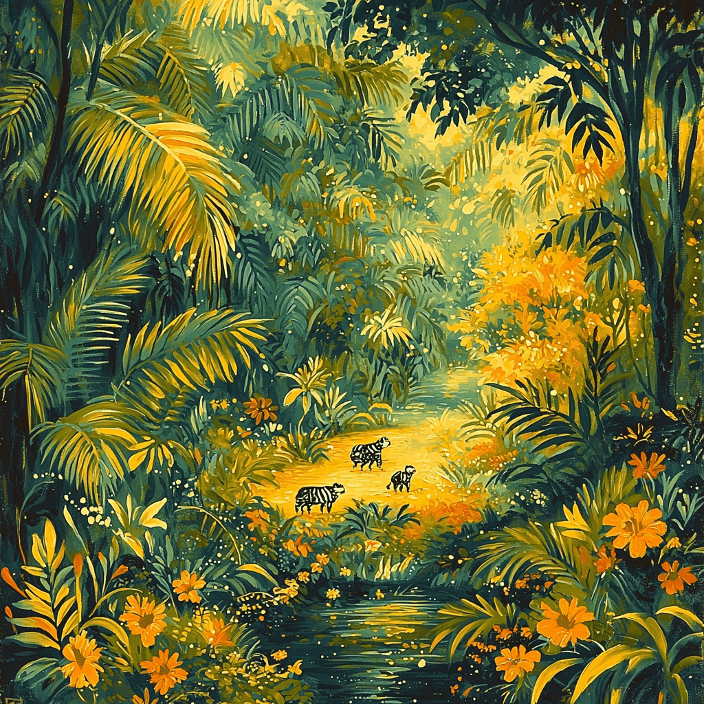 Henri Rousseau Inspired Joyful Wildlife Encounter Paint By Numbers Kits