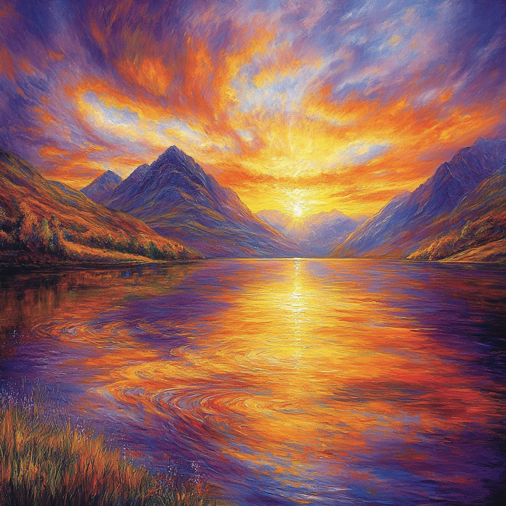 J.M.W. Turner Inspired Sunset Over Mountain Lake Painting by numbers kit