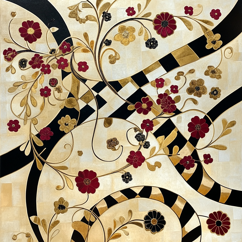 Gustav Klimt Inspired Mosaic Floral Tapestry Numbered painting kits