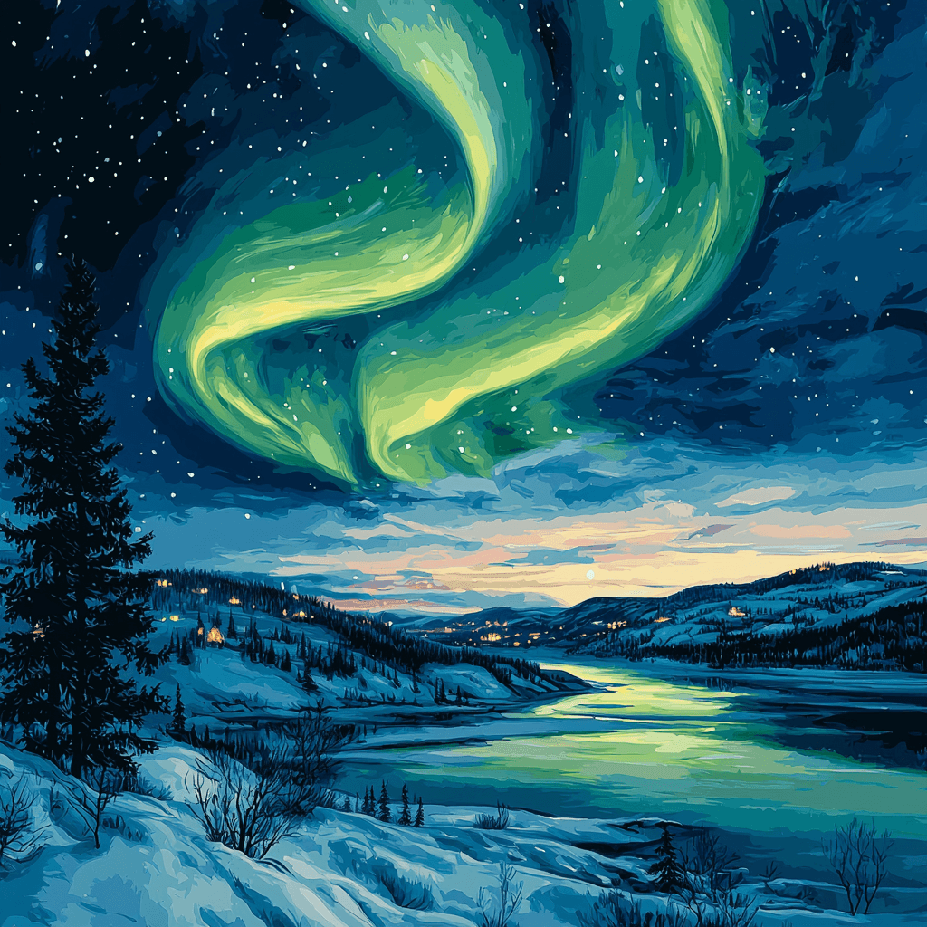 Edvard Munch Inspired Aurora Borealis Paint By Color