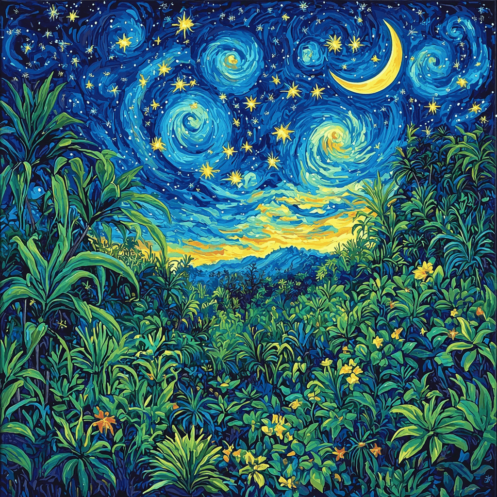 Van Gogh Inspired Starry Night Jungle Adventure Number Painting