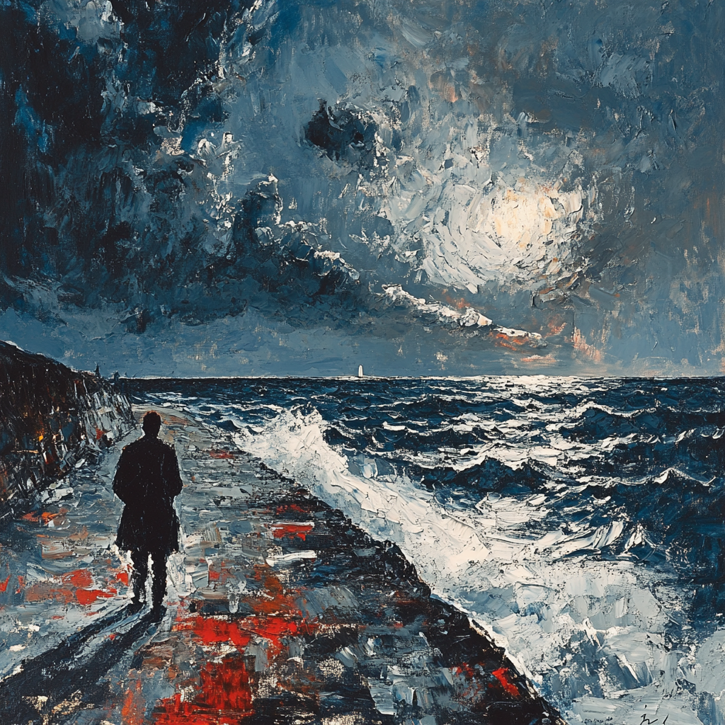 Edvard Munch Inspired Stormy Beach paint by numbers