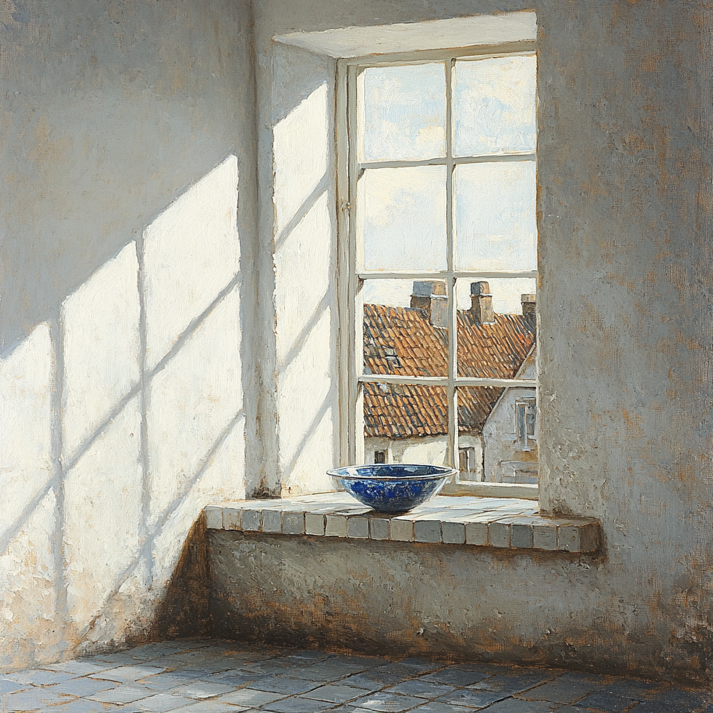 Johannes Vermeer Inspired Sunlit Delft Window With Lapis Reflection DIY paint by numbers