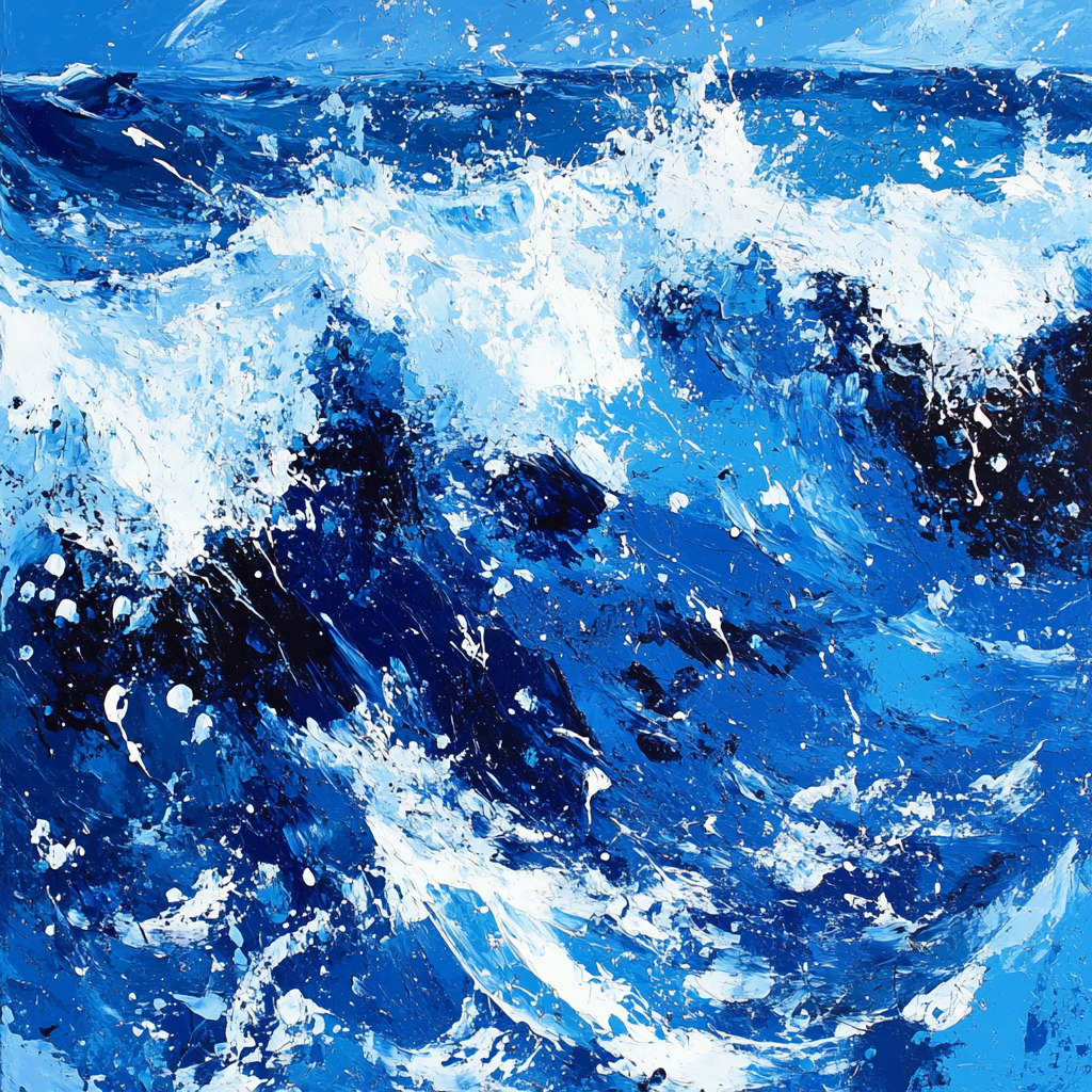 Jackson Pollock Inspired Ocean Waves Energy Number painting