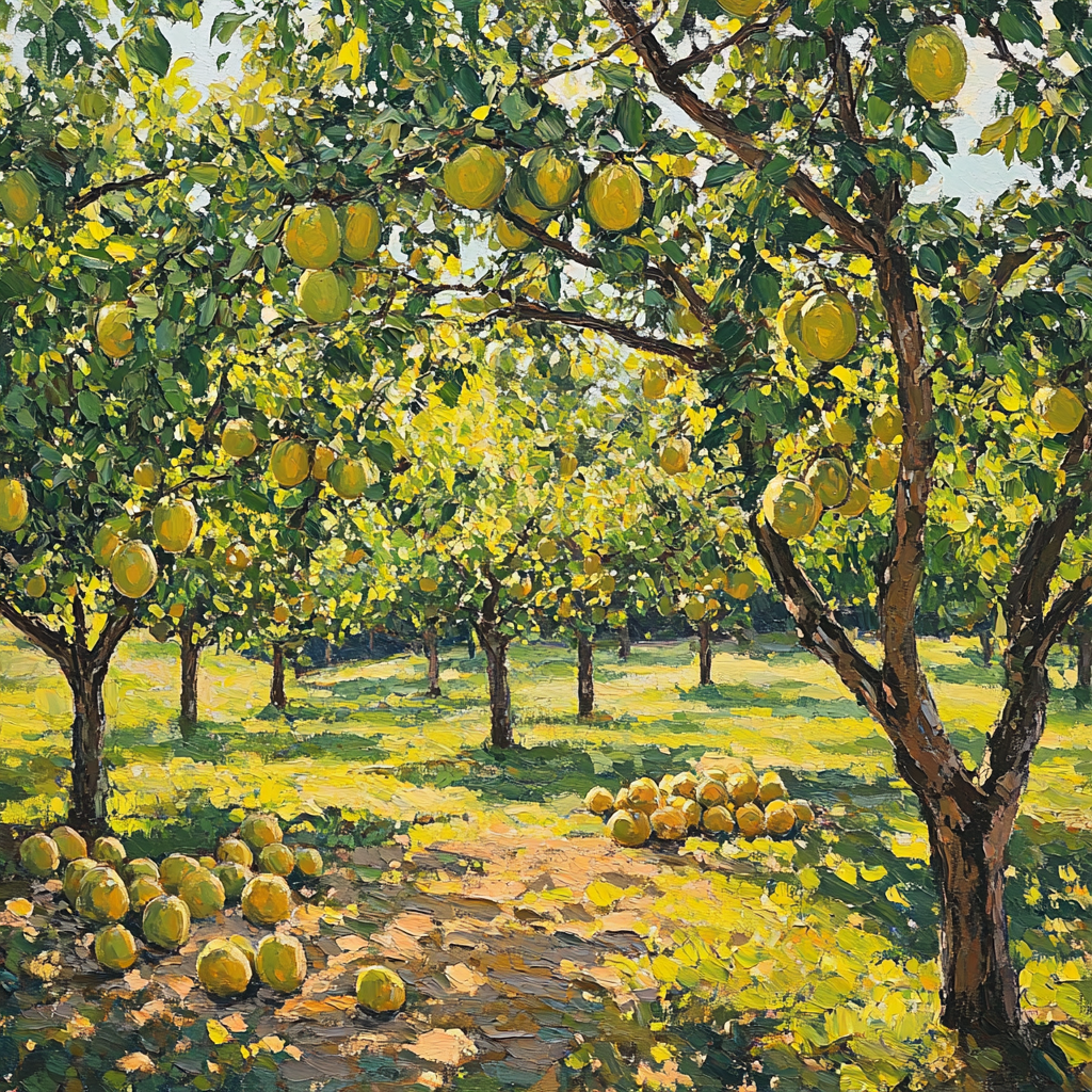 Paul Cézanne Inspired Tranquil Orchard paint by color