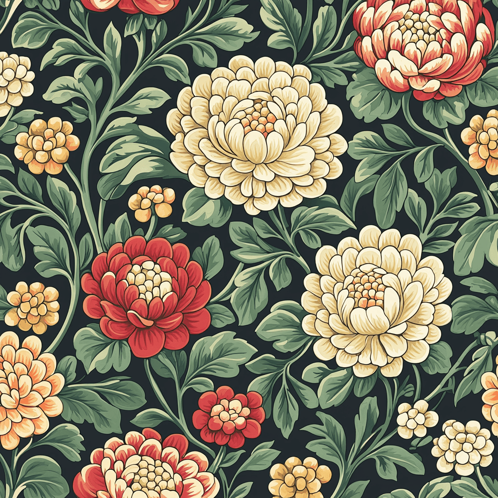 Morris Inspired Vintage Motifs DIY Paint By Numbers
