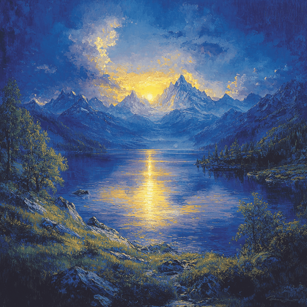 Albert Bierstadt Inspired Twilight Reflections Paint By Color