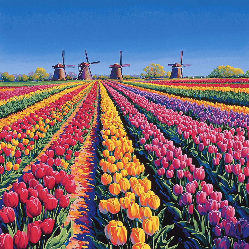 Tulip Fields - Netherlands Paint By Numbers