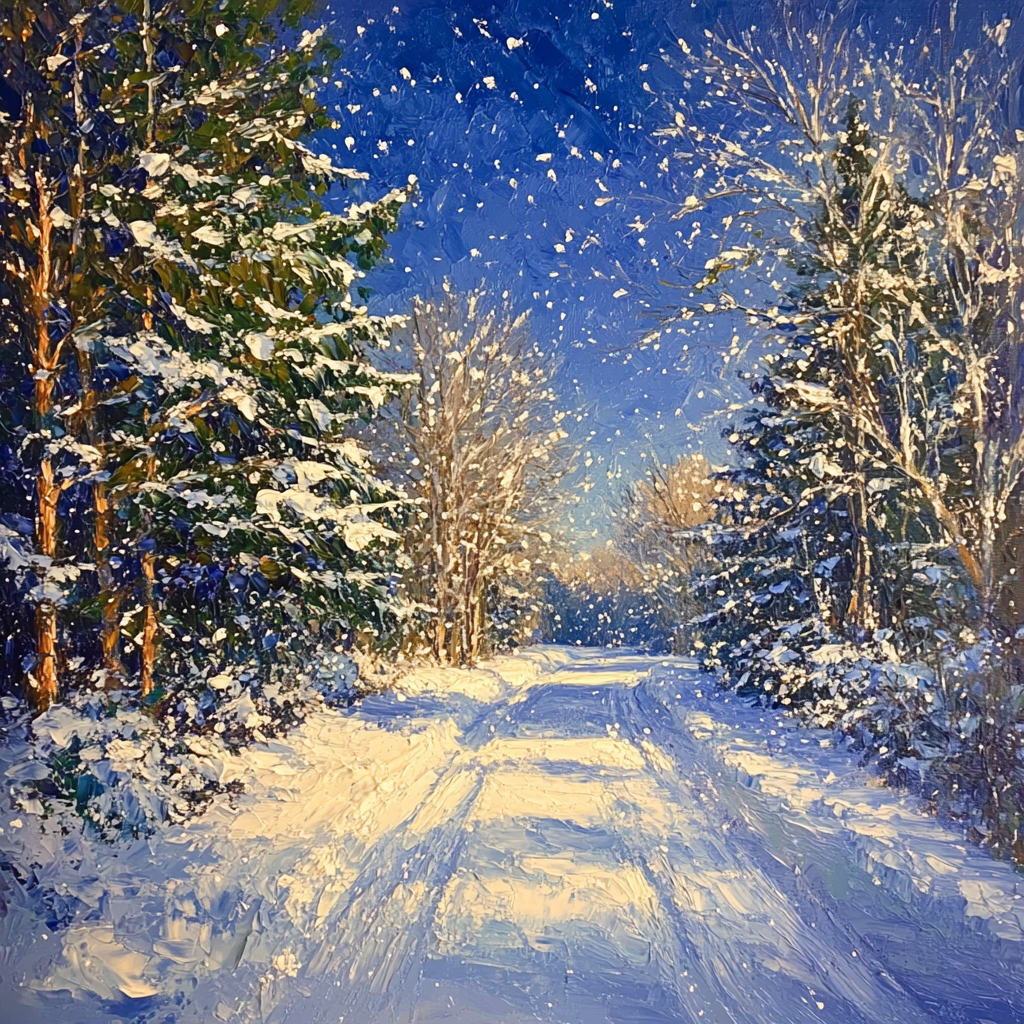 Van Gogh Inspired Snowy Lane paint by numbers