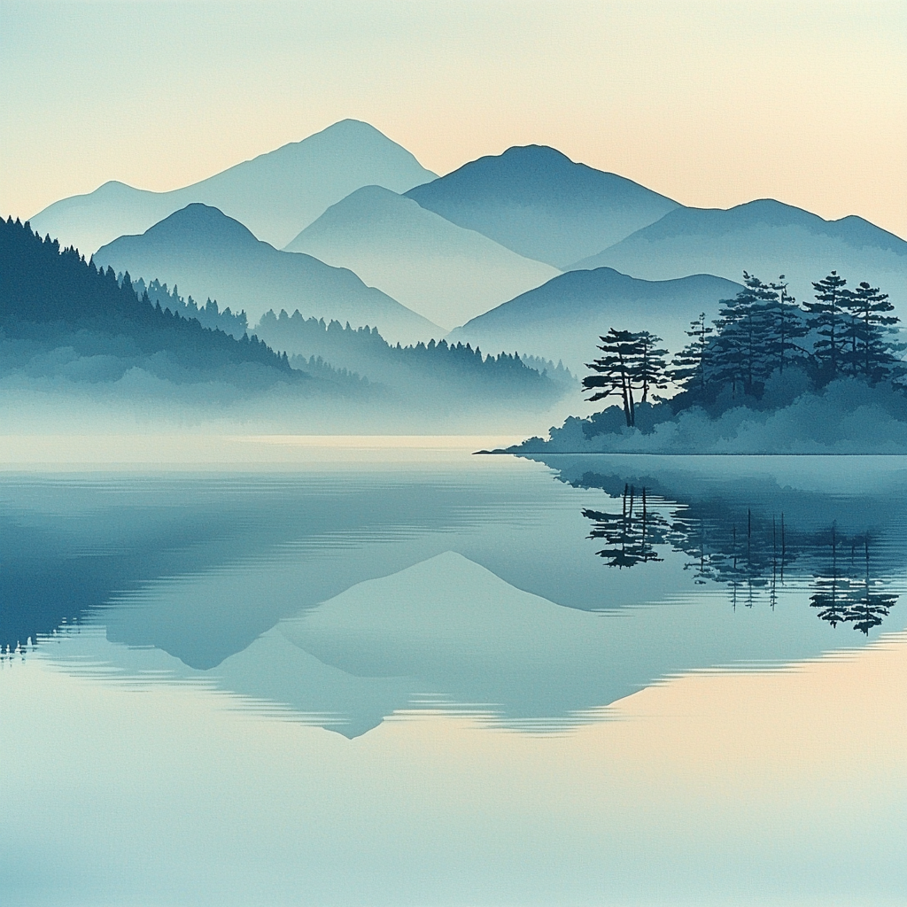 Utagawa Hiroshige Inspired Stillness Of The Lake Paint By Color