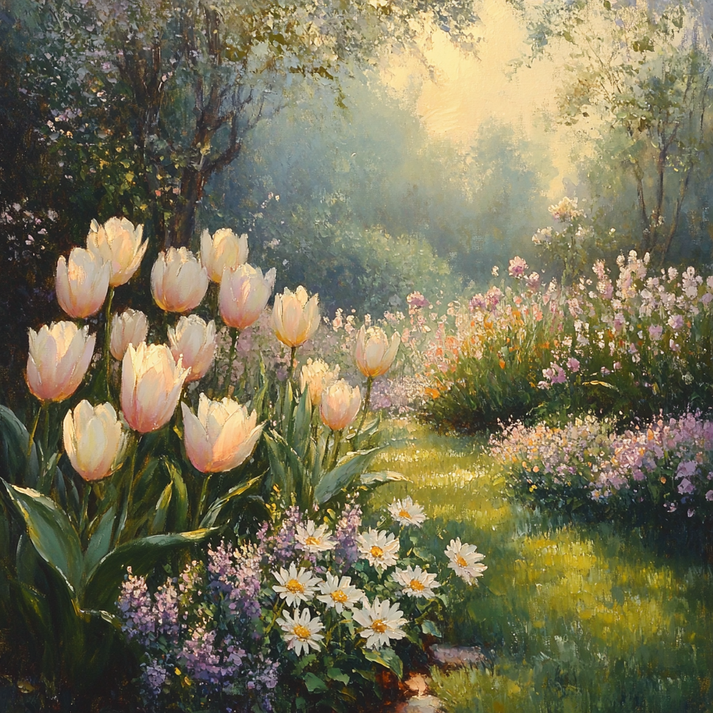 Monet Inspired Morning Garden Flowers DIY paint by numbers