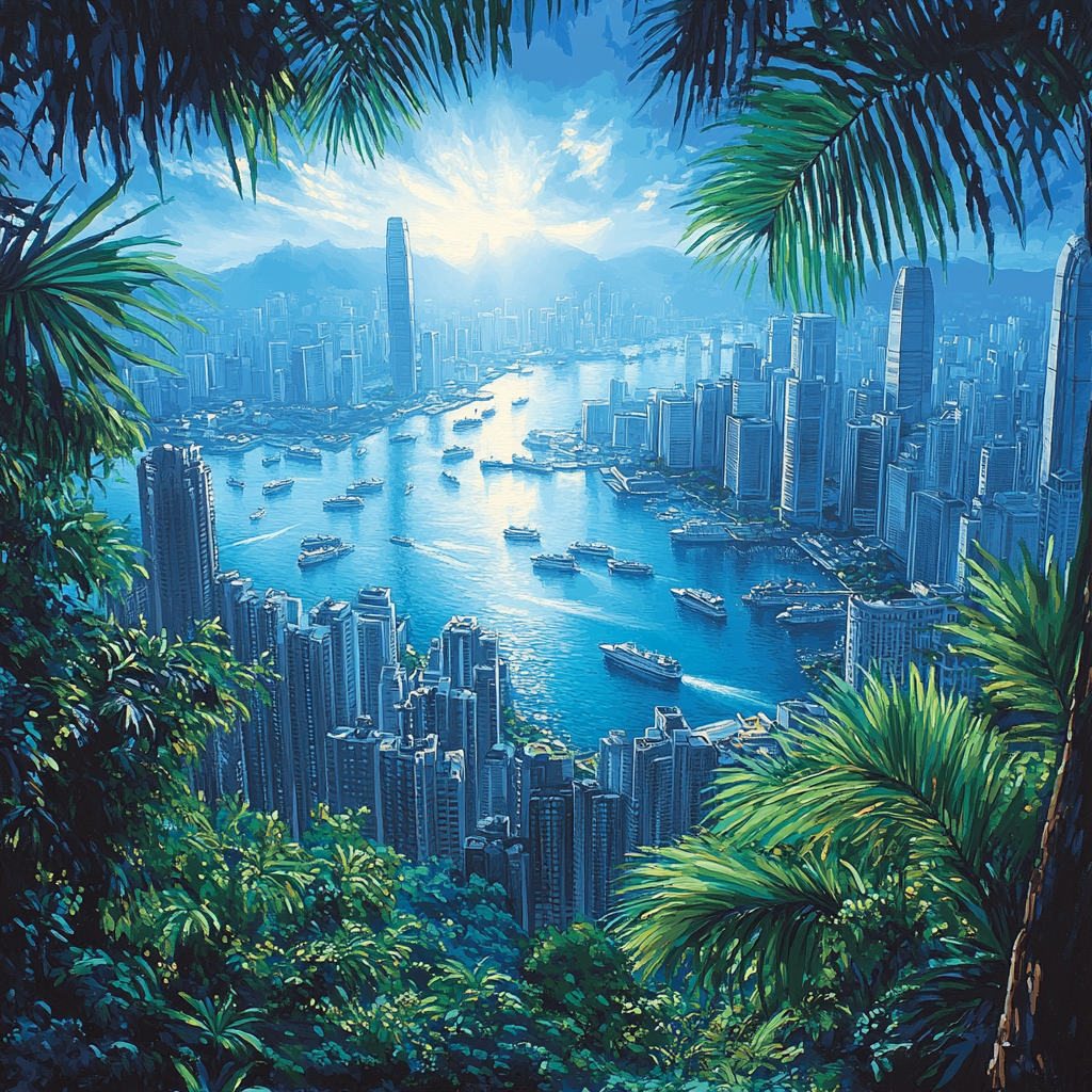 Skyline From Victoria Peak Hong Kong China painting number kit