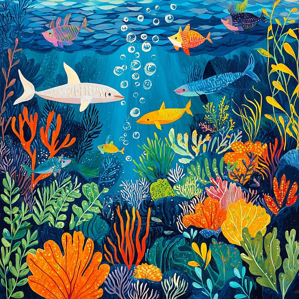 Henri Rousseau Inspired Ocean's Abundance Paint By Color