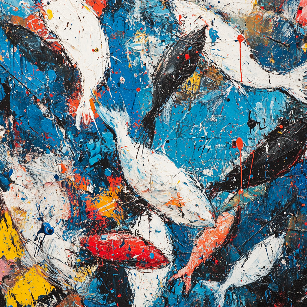 Pollock Inspired Fish Market painting number kit