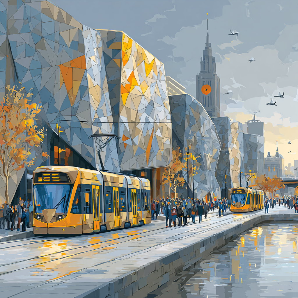 Federation Square Modern Facade Melbourne Australia Paint by numbers art
